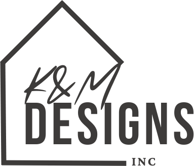 KM Designs Inc company logo with house outline graphic.